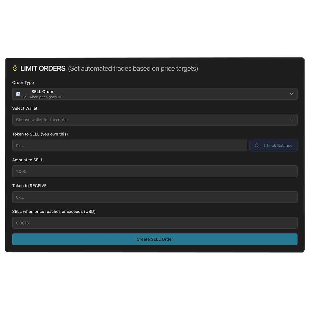 Limit Orders Interface